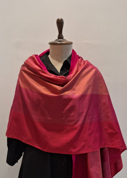 Wine Red Shaded Silk Cotton Stole