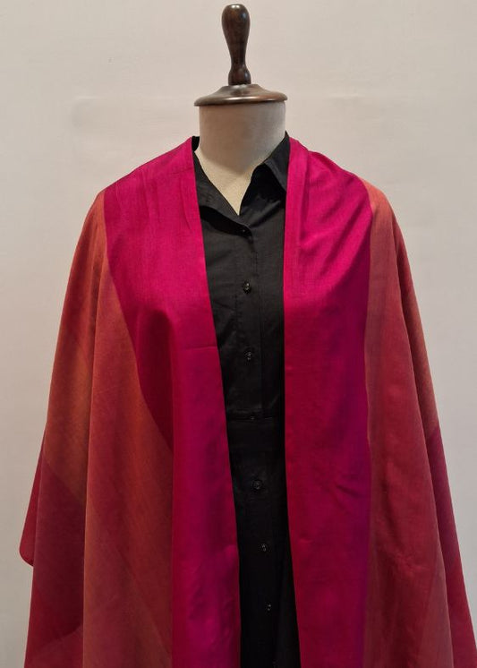 Wine Red Shaded Silk Cotton Stole
