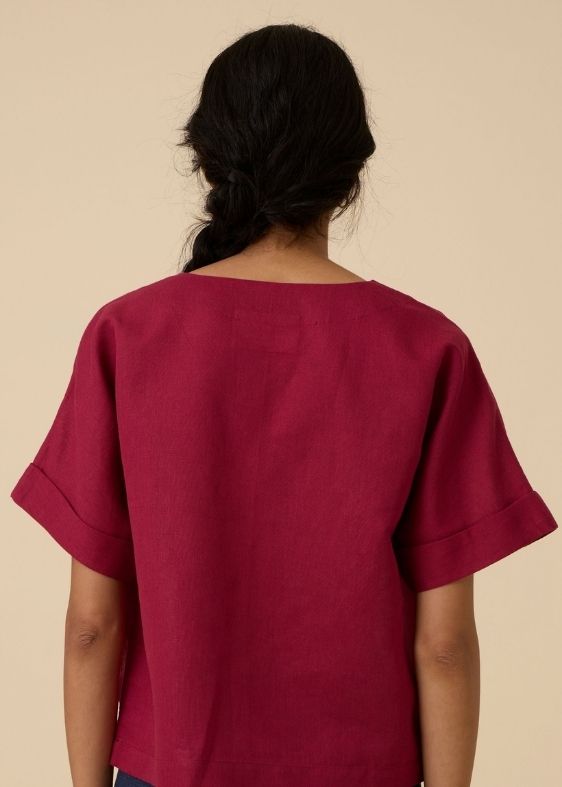 Affan Cherry Embroidered Top