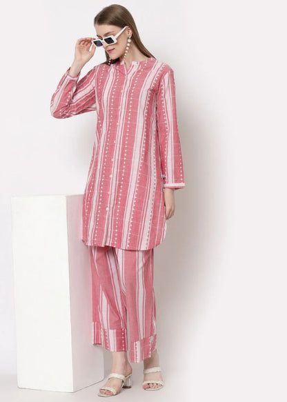 Red Stripes Embroidery Tunic- SS 2433