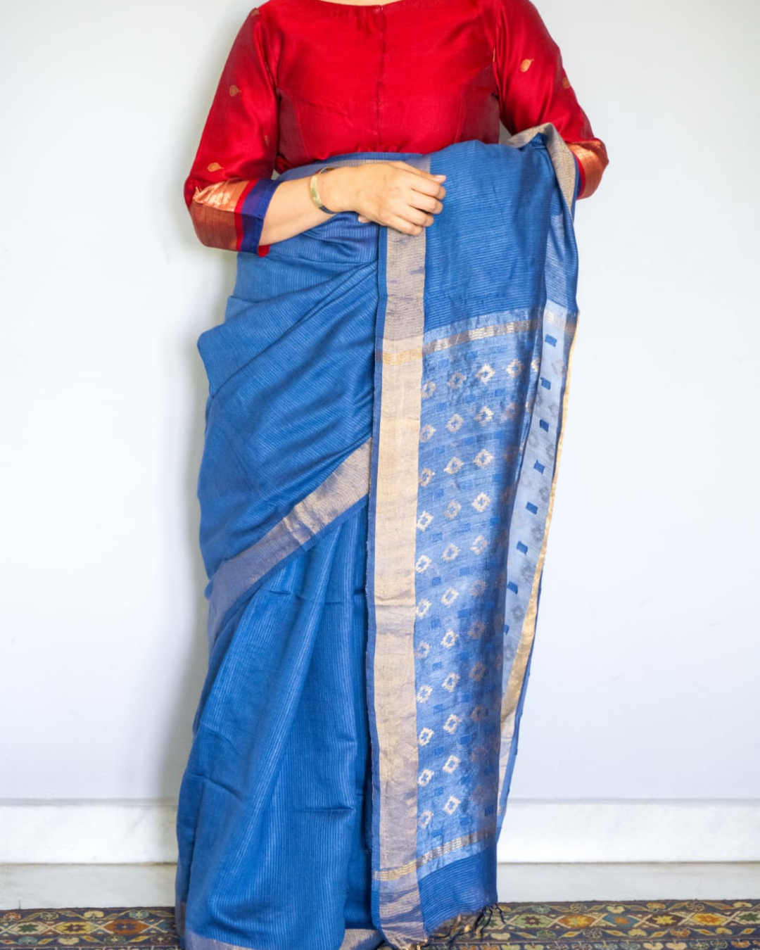 Blue Mulberry Silk Saree