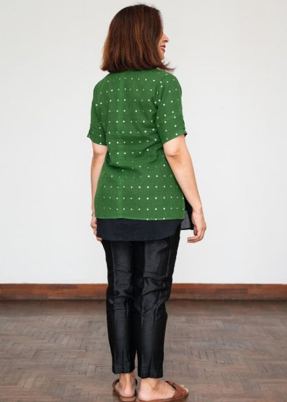 Green Cotton Sequins Tunic