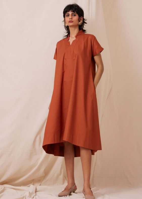 Pina Rust Cotton Dress