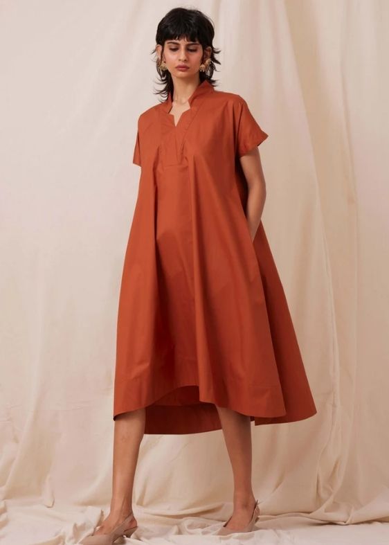 Pina Rust Cotton Dress