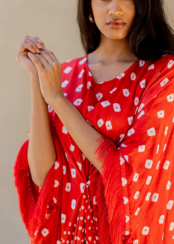 Red Fringe Kaftan