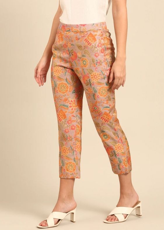 Pink Printed Silk Brocade Chanderi Pant-ASP068