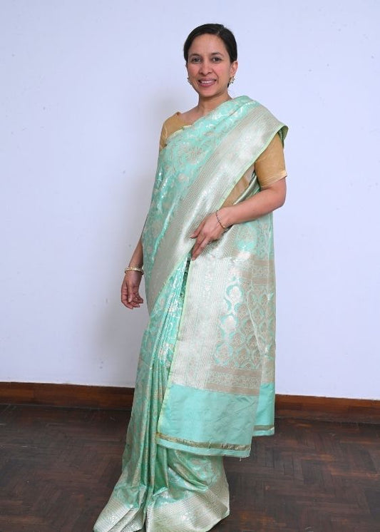 Seagreen Barasi Silk Saree