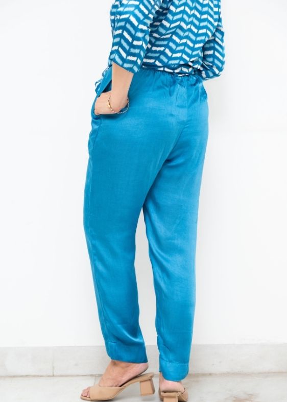 Blue Modal Silk Pant
