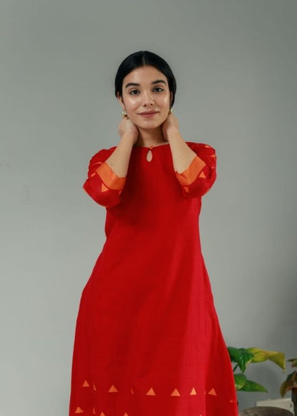 Red triangle buti dress - samasta.in #