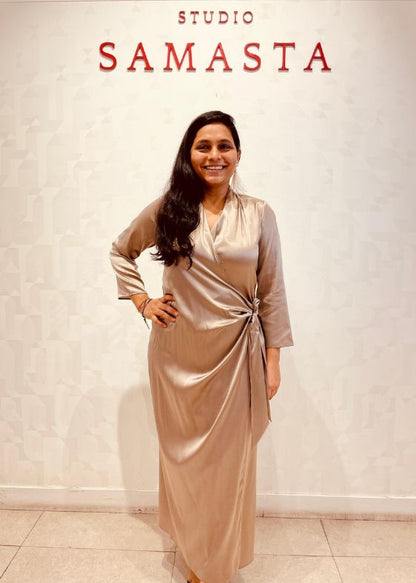 Raw silk Wrap Dress