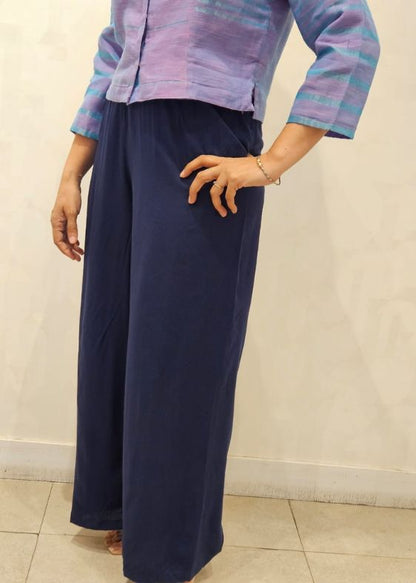 Navy Blue Cotton Palazzo