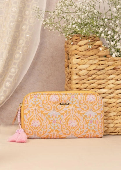 Nyraa Embroidered Wallet- Mustard