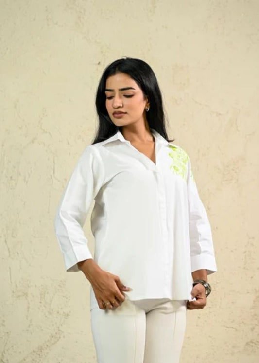 Poplin Green embroidery Shirt