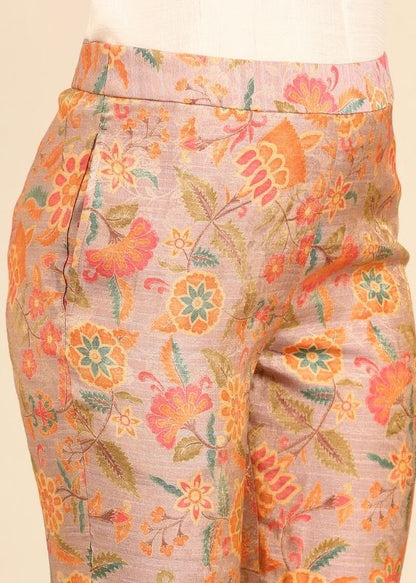 Pink Printed Silk Brocade Chanderi Pant-ASP068