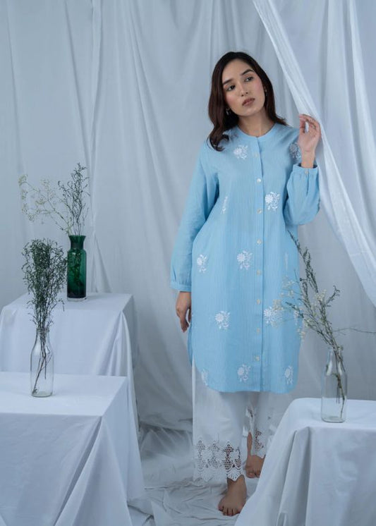 SS 2441 Blue Embroidery Tunic