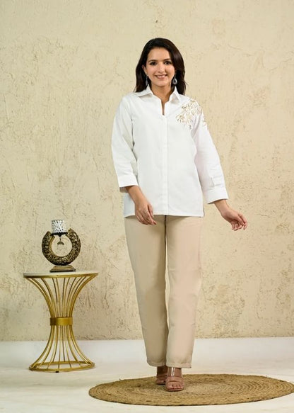 Poplin Golden embroidery Shirt