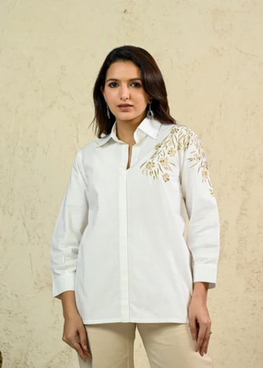 Poplin Golden embroidery Shirt