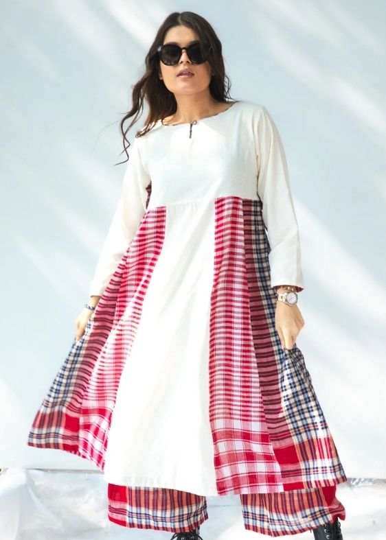 Side Panelled Dress + Palazzo set ( 2 pieces )