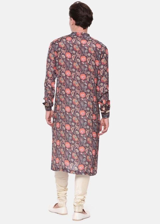 Wine Brown Digital Muslin Kurta