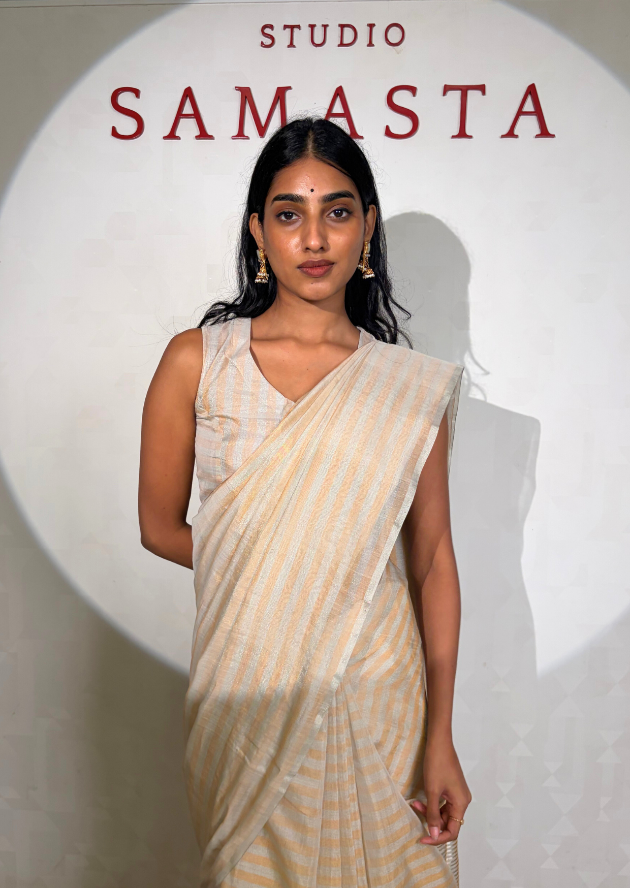 Gold Silver Stripes Pallu Chanderi Silk Tissue Saree