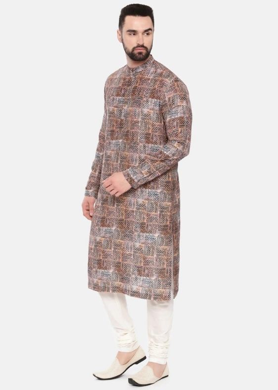 Red Printed Muslin Kurta Set