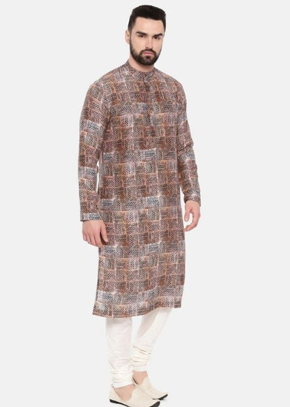 Red Printed Muslin Kurta Set