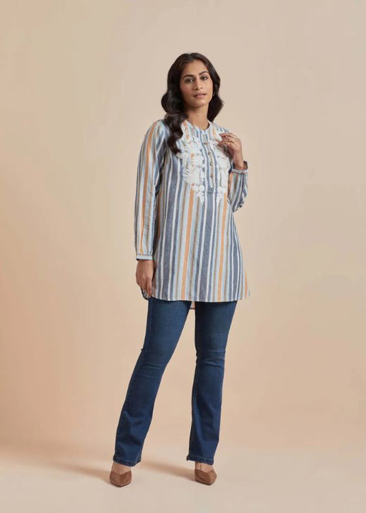 Multi Color Stripes Tunic-SS-2313