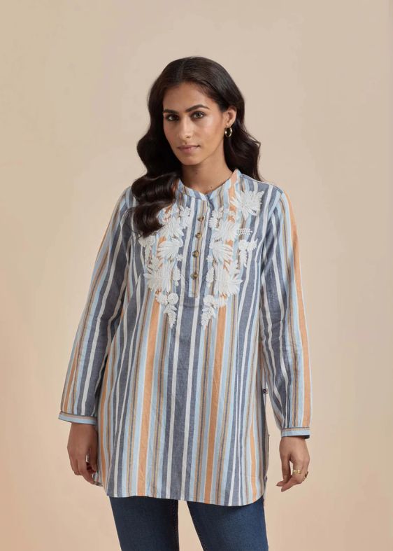 Multi Color Stripes Tunic-SS-2313