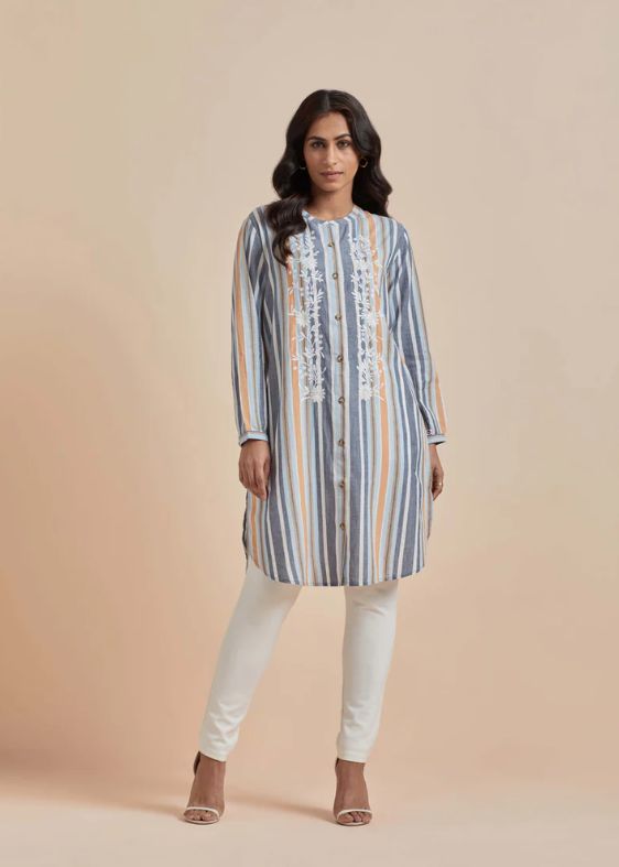Multi Color Stripes Tunic-SS-2313