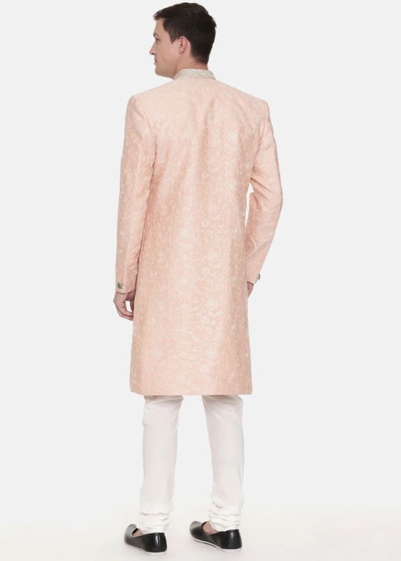 Pink Chanderi Embroidered Sherwani -MMSHR035