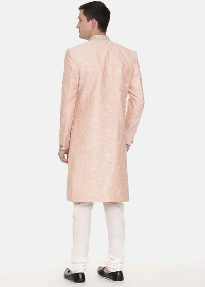 Pink Chanderi Embroidered Sherwani -MMSHR035