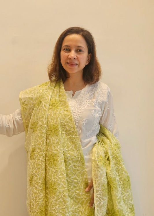 Green Kota Chikankari Dupatta