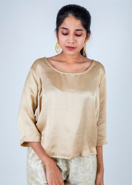 Round neck beige blouse