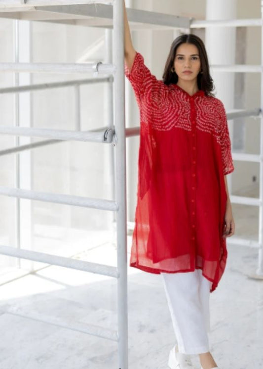 Ruby Swirl Bandhani Tunic