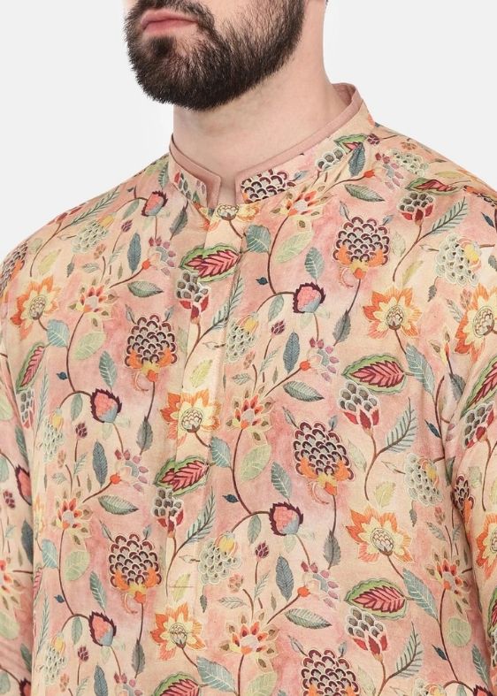 Pink Printed Designer Kurta Set