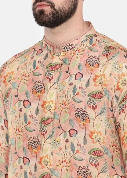 Pink Printed Designer Kurta Set