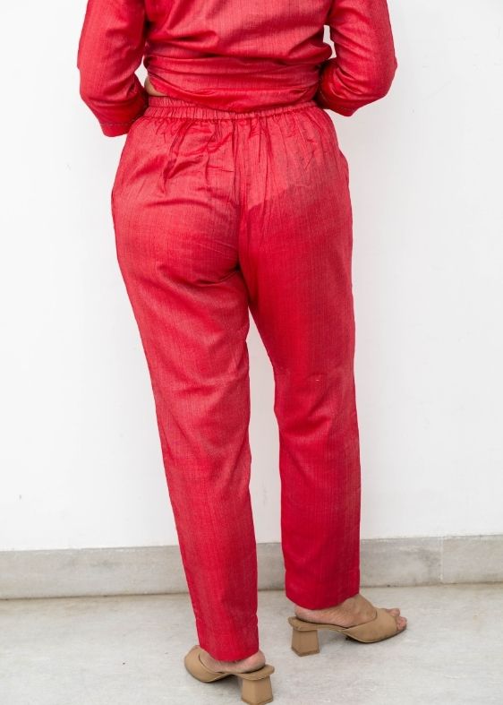 Pink tussar cotton pant