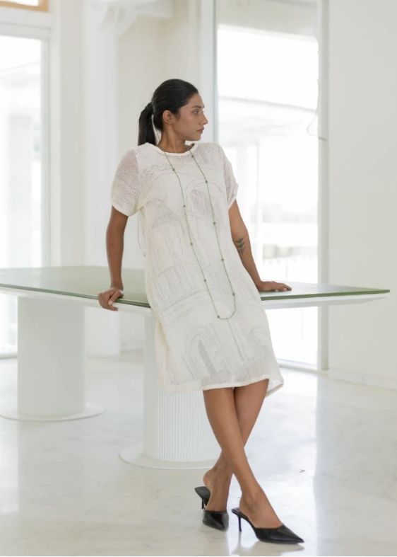 Vanilla Mesh Dress With Vistas Slip