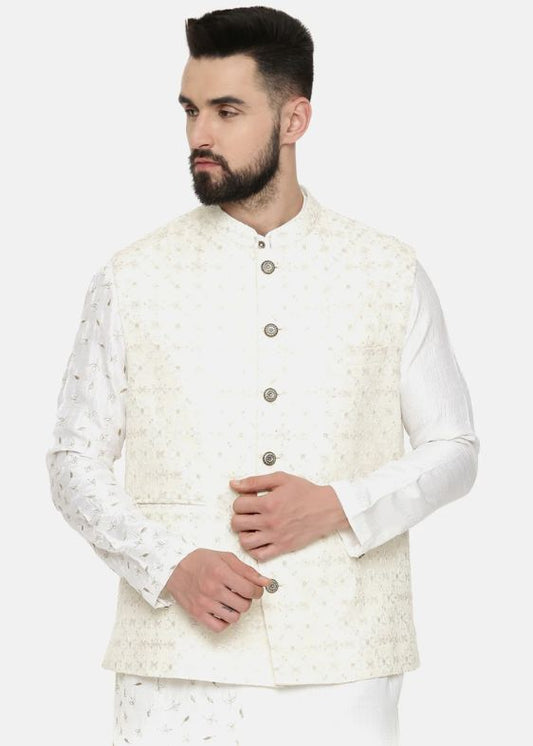 Ivory Chanderi Embroidery Jacket