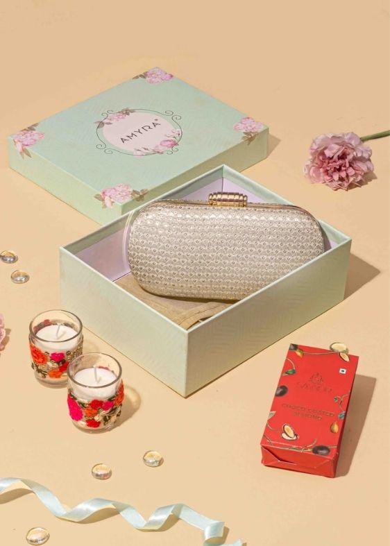 Champagne box clutch