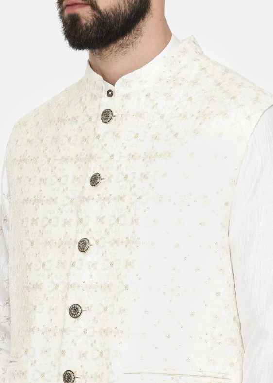 Ivory Chanderi Embroidery Jacket