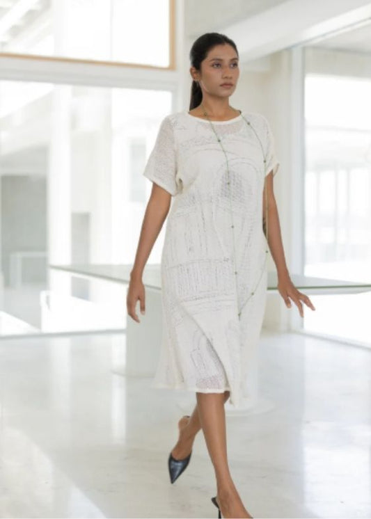 Vanilla Mesh Dress With Vistas Slip