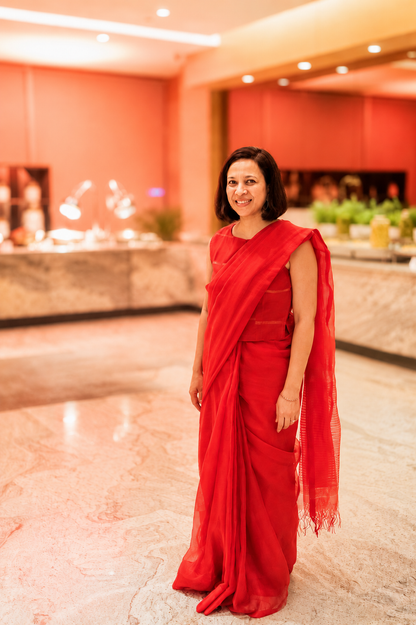 Mina Fulia Checks Organza Cotton Silk Saree