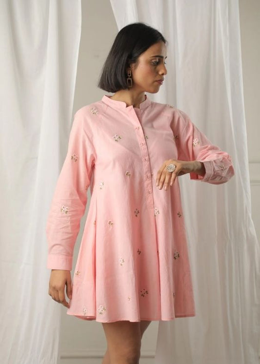 SS 2480 Pink Embroidered Cotton Dress