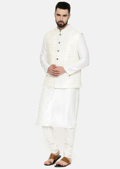 Ivory Chanderi Embroidery Jacket