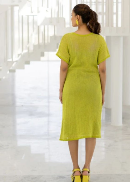 Avocado Mesh Embroidered Dress