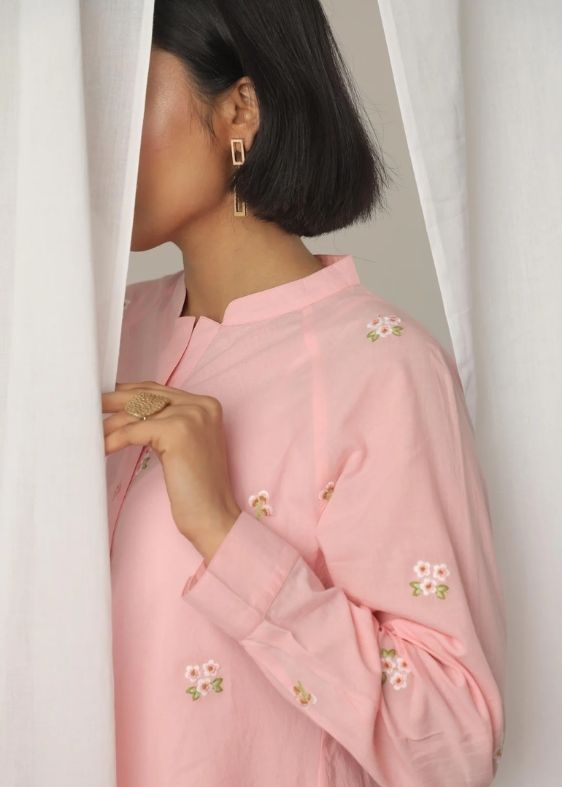 SS 2480 Pink Stripe Embroidered Cotton Dress