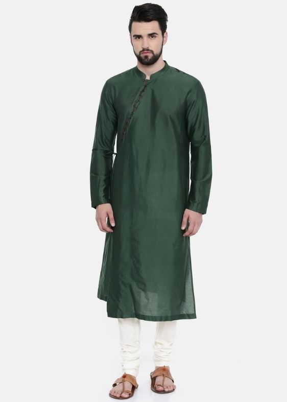 Bottle Green Hand Emroidered Kurta Set - MMK0229