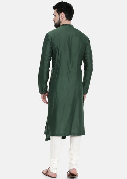 Bottle Green Hand Emroidered Kurta Set - MMK0229
