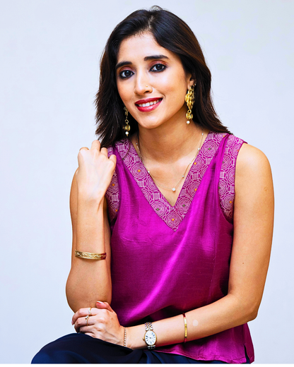 Pink Modal Silk Sleeveless Blouse